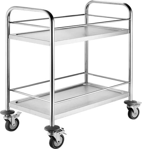 Produktbild BPT Edelstahl Servierwagen Mit 4-Rad-Bremsen Rollen, servierwagen Edelstahl klein mit Schalldämmung Für den Transport von Wein und Getränken in Hotels und Restaurants