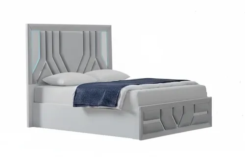 Komfortables Bett mit modernem Design und LED-Licht