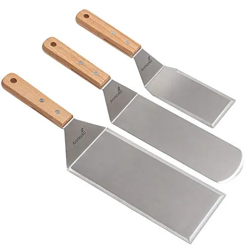 Professionelles Pfannenwender-Set – Edelstahl-Pfannkuchenwender und Grillschaber, 10,2 x 20,3 cm, übergroßer Hamburgerwender, ideal für Grill und Flat-Top-Grill, handelsübliche Qualität
