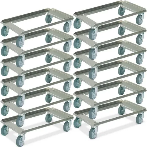BRB-Lagertechnik Transportroller für Eurobehälter 600x400 mm - Praktischer Aluminium-Transportroller für Eurobehälter (600x400 mm). Tragkraft bis 250 kg, kugelgelagerte Lenkrollen und leise Gummiräder sorgen für einfachen und rückenschonenden Transport. Ideal für Lager und Versand.