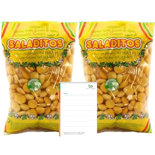 Lupinen 2x600g (Saladitos) - Proteinreich, Ballaststoffreich & Omega 3 + Ben's Garden Notizblock Set