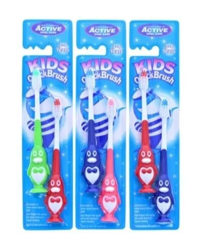 Active Oral Care Kinderzahnbürsten 3-6 Jahre, Pinguin-Design, 2er Set