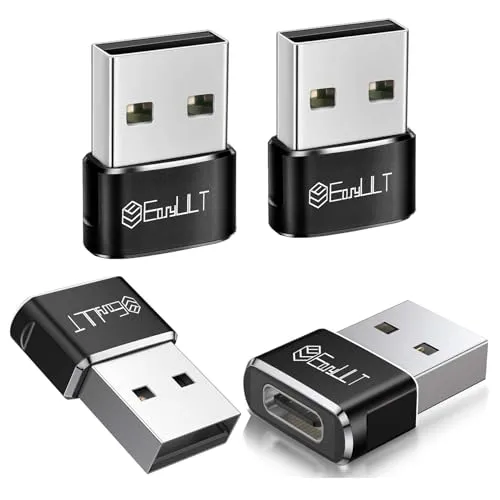 EasyULT USB C Adapter, USB auf Typ C Adapter[4 Stück], Typ C Buchse zu USB-A für iPhone 16/15/14/13/12, iPad mini/Air, Samsung Galaxy S25 A55 Ultra und Andere Smartphone & Tablet (Schwarz)