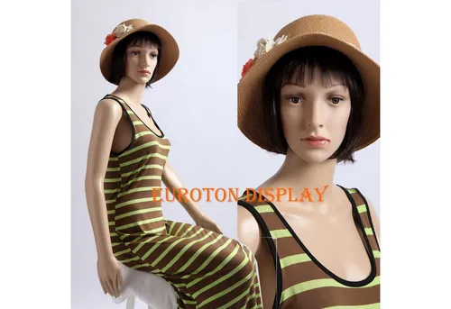 Eurotondisplay Schneiderpuppe Kinderpuppe 2 Perücken - Weibliche Schaufensterpuppe mit schönem Gesicht und 2 Perücken (lang, gelockt). Ideal für Schaufenster, Events und Messen. Stabil und recyclingfähig, in 6 Teile zerlegbar.