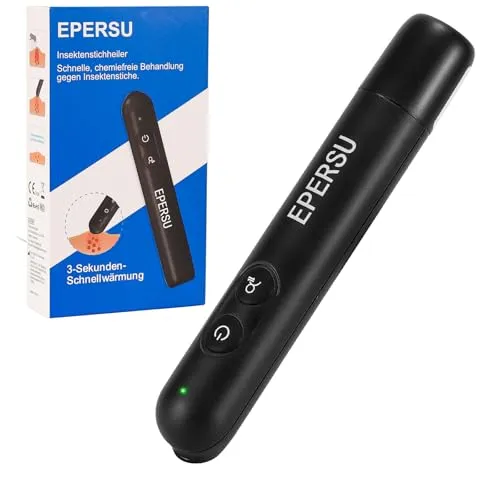 Mückenstich Hitzestift, EPERSU Insektenstichheiler elektronischer Stichheiler Stift gegen Mückenstiche, Mückenstichheiler Stick Hitzebehandlung, Juckreiz & Schwellungen Lindern, Schwarz