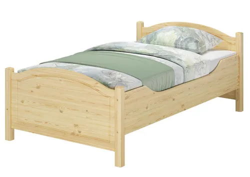 ERST-HOLZ Massivholzbett Überlanges Senioren-Einzelbett Breit 120 x 220 cm Extra Hoch Kiefer, Kiefer farblos lackiert