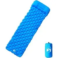 vidaXL Aufblasbare Isomatte mit Kissen Blau - Isomatten für Outdoor-Aktivitäten, langlebig, wasserfest und selbstaufblasend für optimalen Schlafkomfort. Mit integriertem Kissen und leicht transportierbar.