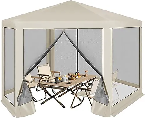 WOLTU Pavillon 3,8x3,3 m - Pavillon mit Seitenwänden und Moskitonetz, UV-Schutz und einfacher Aufbau ohne Werkzeug, ideal für Garten, Terrasse oder Hof.