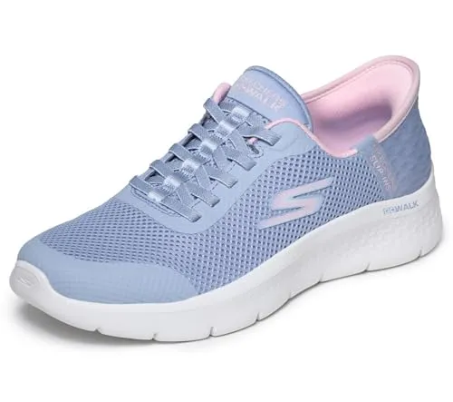 Skechers Damen Go Walk Flex Grand Entry Slip-On – Periwinkle Textile Pink Trim, 39 EU - Bequeme Slip-Ons mit luftgekühltem Memory-Schaum und maschinenwaschbarem Fersenkissen – ideal für den täglichen Komfort.