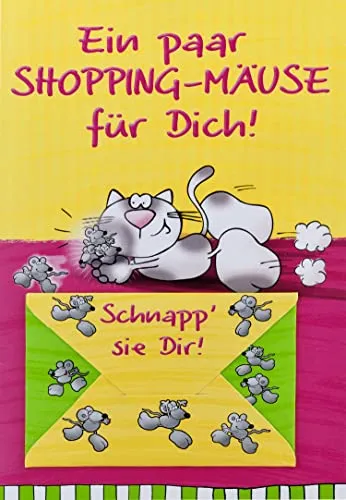 Perleberg Allgemeine Geldkarte - Lifestyle Collection - Karte für Geldgeschenk mit Mäuse & Katzen Motiv & Geld-Kuvert - Geldkarten mit passendem Umschlag - Geschenkkarte in 11,6 x 16,6 cm