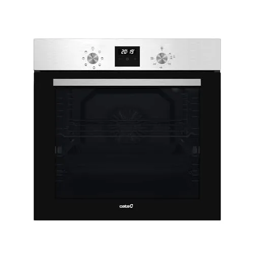 Cata MDS 8007 X Digitaler Multifunktionsofen mit 7 Funktionen, Diplay Digital, Fassungsvermögen 80 l, Panorama-Tür, Full Glass, Innenbeleuchtung, Edelstahl-Finish und schwarzes Glas