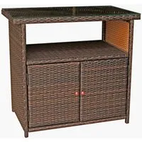 Garden Pleasure Sideboard Padua coffee - Kommode aus braunem Kunststoffgeflecht in Rattan-Optik, ideal für Garten, Terrasse oder Balkon – praktisch und dekorativ!