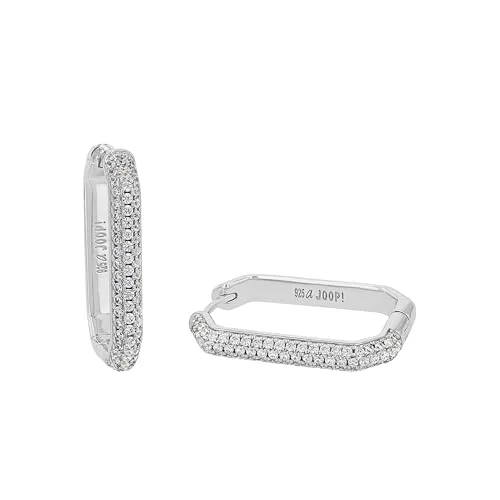 JOOP! Creolen 925 Sterling Silber Damen Ohrschmuck - Elegante Creolen aus 925 Sterling Silber mit funkelnden Zirkonia, 2,6 cm lang. Perfekt für jeden Anlass und kommen in einer stilvollen Geschenkbox.