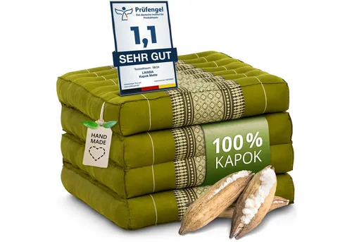 Nachhaltige Klappmatratze aus Kapok in grün von livasia