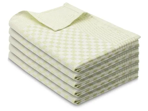 ZOLLNER 5er Set Geschirrtücher Baumwolle in 46x70 cm - super saugstarke und robuste Küchentücher – waschbar bis 60°C – in grün kariert - Gastronomiequalität - Oeko Tex® Zertifiziert