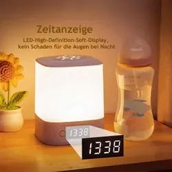 KUGI LED Nachttischlampe mit Touch-Funktion und Uhranzeige - Stufenlos dimmbare LED Nachttischlampe mit dreifarbiger Einstellung. Genießen Sie eine angenehme Lichtatmosphäre und eine lange Akkulaufzeit von bis zu 60 Tagen für entspannte Nächte.