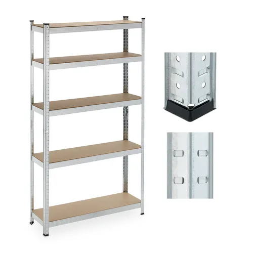 Schwerlastregal 500 kg - 5 Böden, silber - Regalsysteme mit verstellbaren Böden, ideal für Werkstatt und Garage. Hohe Tragfähigkeit von 500 kg und robustes Stahlmaterial sorgen für optimale Lagerung.