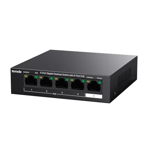 Tenda Gigabit PoE Switch TEG1105P-4-63W in grau von Tenda
