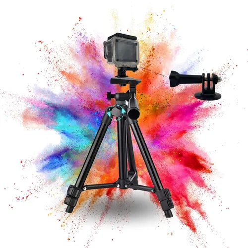 30-60m Stativ Tripod für DJI Osmo und GoPro - Faltbares Aluminium-Stativ mit Schnellspanner und Wasserwaage. Ideal für Actioncams und Kameras. Maximale Höhe von 60 cm für flexibles Filmen.