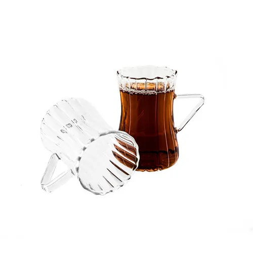 Teegläser aus Borosilikatglas, 200 ml, Riffle-Design, Hitzebesteständig 6-teilig