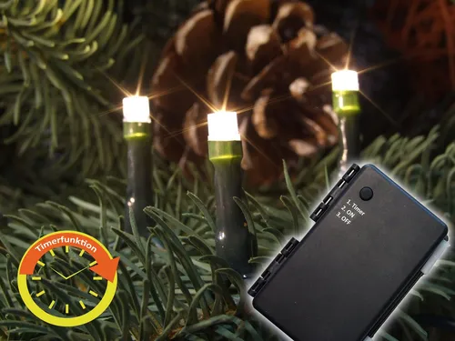 Star-Max LED Lichtleiste LED Batterielichterkette, 120 LEDs, Außenbereich, grünes Kabel