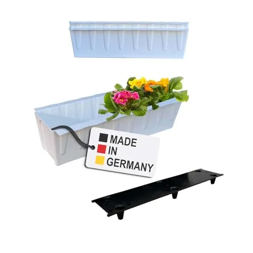 BURI 2 Euro-Paletten Blumenkästen-Einsätze inkl. Bewässerungsmatte | 37,3cm Weiß | Pflanzkasten für Europalette Palette | Balkonkasten | Blumentopf | aus stabilen Kunststoff | Made in Germany