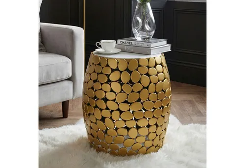 FINEBUY Beistelltisch FB73734 – Eleganter runder Tisch aus Marmor