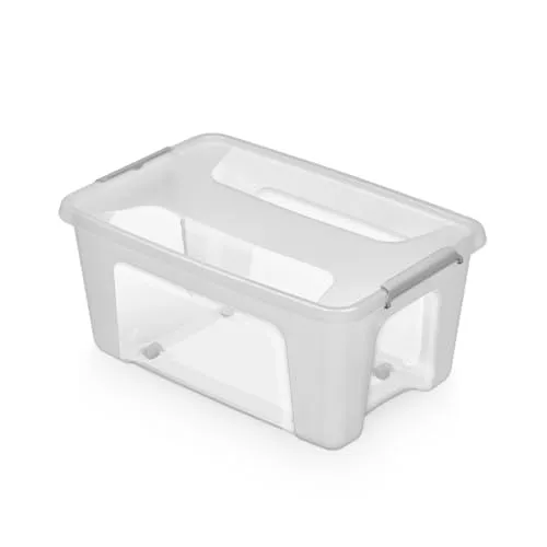 Kreher® Aufbewahrungsbox Transportbox Kleiderbox Kunststoffbox mit Deckel und Rollen, Stapelbar, lebensmittelecht und BPA-frei in robuster Ausführung! Aus Kunststoff in Transparent. In vielen Größen.