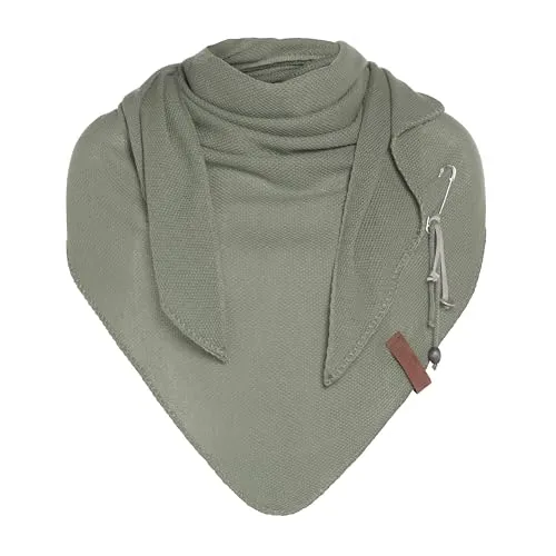 KNIT FACTORY - Lola Dreieckstuch - Urban Green - Fein gestrickter Damen Schal aus Baumwollmix, ideal für Frühling und Sommer. Atmungsaktiv und übergroß, perfekt zum individuellen Drapieren.