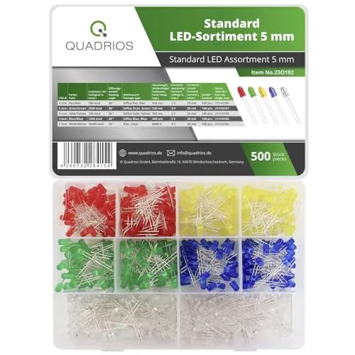 QUADRIOS 23O192 LED-Sortiment Rot, Grün, Gelb, Blau, Weiß 20mA 2V, 3V
