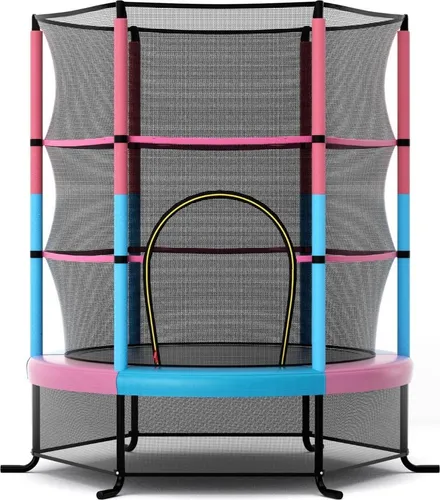 Kindertrampolin mit Sicherheitsnetz, rosa, Tragkraft 135 kg