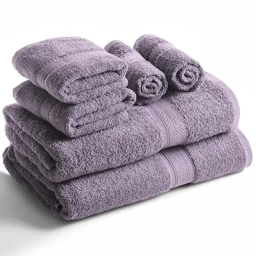 Sweet Needle 6-teiliges Handtuchset – 2 Badetücher, 2 Handtücher, 2 Waschlappen, Baumwolle, für den täglichen Gebrauch, Hotel-Spa-Qualität, weich, schnell saugfähig, leicht (Holzkohle Grau)