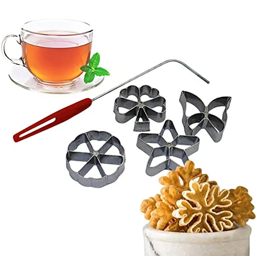 Traditionelle Teigform - Hworost Waffeleisen Set 4 Stück - Waffeleisen Set aus 4 Teigformen (2cm hoch) aus langlebigem Aluguss, ideal für knusprige Waffeln und kreative Backideen, nicht spülmaschinengeeignet.