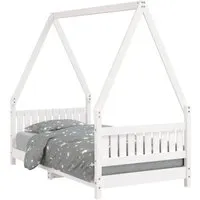 vidaXL Kinderbett Weiß 80x160 cm aus massivem Kiefernholz - Hochwertiges Kinderbett in Hausform aus massivem Kiefernholz, ideal für Kinder ab 4 Jahren. Robuste Latten sorgen für Stabilität und Belüftung.