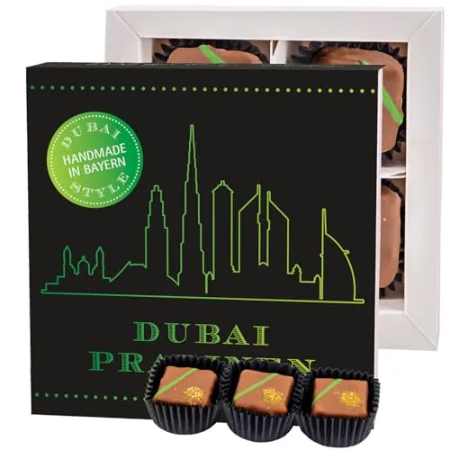Hallingers Genuss Manufaktur Pralinen Geschenk – Dubai-Style ohne Alkohol, luxuriös handgemacht & zart schmelzender Edelkakao in edler Geschenkbox, feine Confiserie-Qualität - besondere Geschenkidee