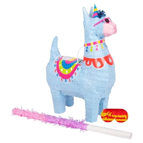 Fax Potato 3pc Lama Pinata-Set mit Rose Stock & Augenbinde - Mexikanisch Kinder Mädchen Jungen Geburtstagsfeier Partys Spiele Dekorationsset