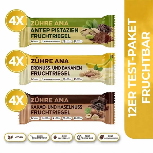 Fruchtriegel Mix Box 12x35g – Glutenfrei und lecker - Snack-Box mit 12 glutenfreien Müsli-Riegeln, ideal für unterwegs. Ohne Zuckerzusatz und künstliche Aromen, perfekt für bewusste Genießer!