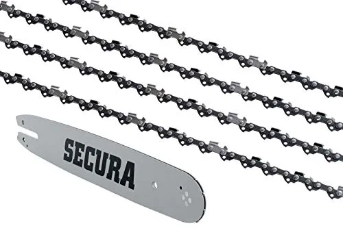 SECURA 4 Sägeketten + Schwert kompatibel mit Husqvarna 545 Motorsäge mit 45cm 0.325 72TG 1,3mm