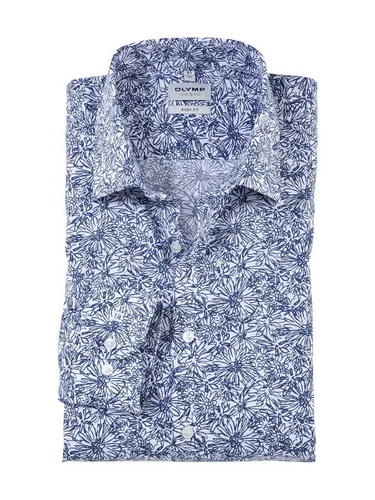 OLYMP Herren Oberhemd Langarm Level Five Body fit - Einfarbig in Marine 18 - Herrenhemden mit perfekter body fit Passform, ideal für einen eleganten Look. Pflegeleicht und vielseitig kombinierbar, perfekt für Büro und Freizeit.
