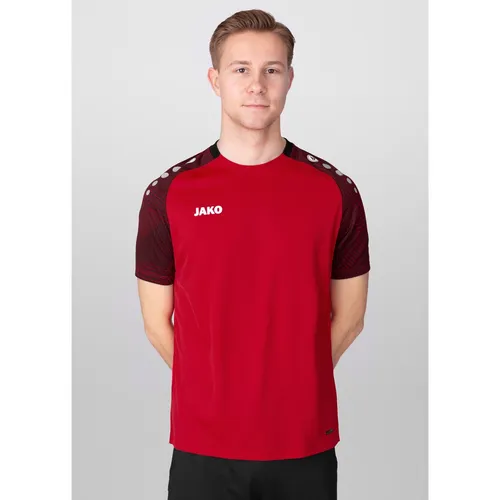 JAKO Herren T-Shirt ydeevne Performance, Rot/Schwarz, L EU - T-Shirt aus 100% recyceltem Polyester, atmungsaktiv und schnell trocknend – ideal für Sport und Freizeit.