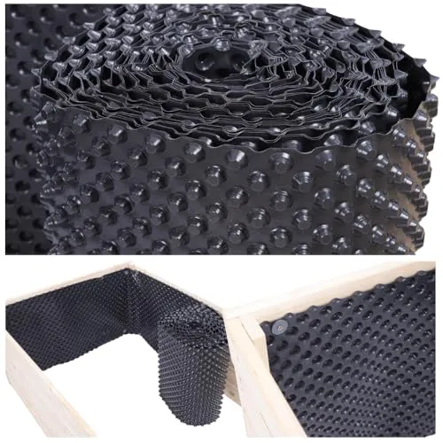 Noppenfolie für Hochbeete, Noppenbahn, Hochbeetfolie, Schutzfolie, Drainagefolie, Noppenmembran, Dichtungsbahn, Isolierfolie, Abdichtung, Schutz für Holzkonstruktionen, Abmessungen 17x750 cm