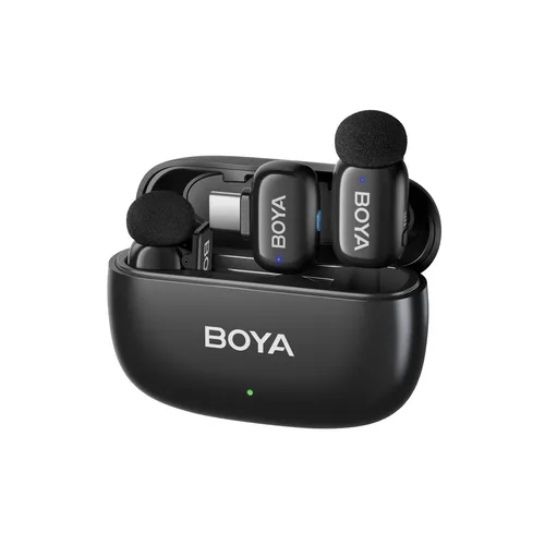 Boya Mini 2 (2 TX + 1 RX USB-C + 1 RX Lightning) schwarz - Kompaktes Mikrofon-Set mit zwei Sendern und einem Empfänger für optimale Audioqualität. Ideal für mobile Aufnahmen und professionelle Anwendungen.
