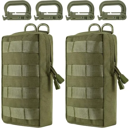 MUCHER 2 Pack Molle Tasche Taktische Hüfttaschen EDC Utility Bauchtasche Hüfttasche mit 4 Haken Rucksack-Zusatztaschen für Outdoor Wandern Jagdcamping Training