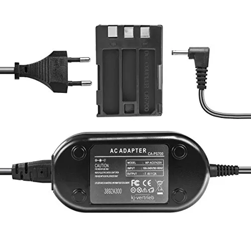 Netzteil mit Akkuadapter für Canon EOS 350D, S30, S40, S45, S50, S55, S60, S70 - ersetzt ACK-700, DR-700-7,4V 2A