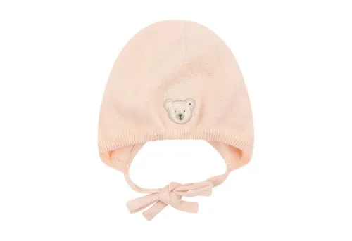 Steiff Mädchen Mütze Chintz Rose, 49 - Hüte, Mützen & Caps für Baby-Mädchen - Zeitloser Klassiker für jeden Anlass, pflegeleicht und ausgestattet mit flauschigem Steiff Teddybärmotiv für warme Ausflüge.