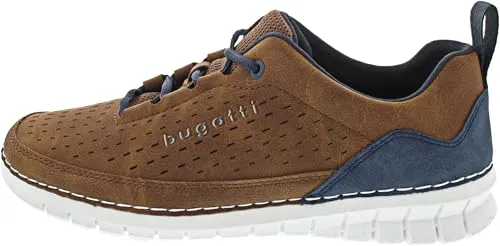 bugatti Herren Schnürschuh in Cognac - Leichter Herren Sneaker aus veganem Nubuklederimitat mit elastischen Schnürsenkeln und herausnehmbarem Fußbett für individuelle Anpassung. Perfekt für entspannte Freizeitaktivitäten!