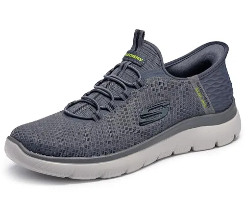 Skechers Summits High Range Herren Sneakers - Charcoal, 44 EU - Herren-Sneaker mit händefreien Slip-Ins für einfachen Einstieg und exklusivem Fersenkissen für sicheren Halt. Genießen Sie die luftgekühlte Memory Foam Einlegesohle aus 100 % veganen Materialien.