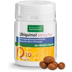Sanct Bernhard Ubiquinol 100 mg Q10-bioaktiv-PLUS-Kapseln - Antioxidant Coenzym Q10 mit 100 mg Ubiquinol pro Kapsel, unterstützt die Herzfunktion und reduziert Müdigkeit durch die Kombination mit Vitamin B1 und B12.
