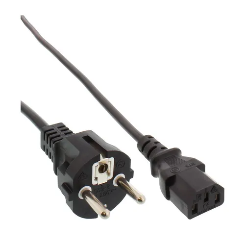 0,5m Netzkabel InLine schwarz Schutzkontakt gerade auf Kaltgerätestecker C13
