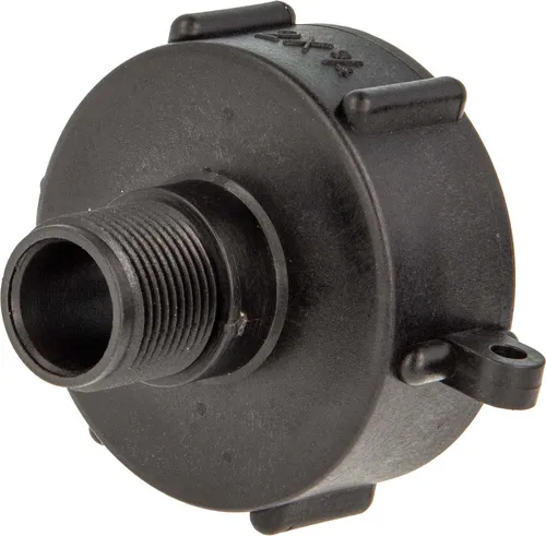 tecuro IBC Adapter Anschlusskappe mit Grobgewinde S60 x 6 und Aussengewinde 3/4 Zoll (DN20), HDPE